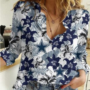 Dallas Cowboys Women's Shirt No1 Floral Printed Strapless Short Sleeve