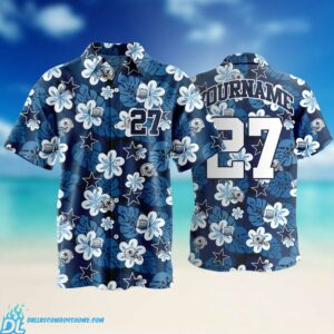 NFL Dallas cowboys logo and flower Hawaiian Shirt
