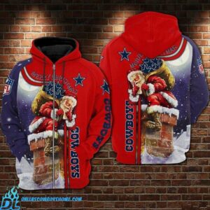 Dallas Cowboys zip up hoodie chrismas Santa clause