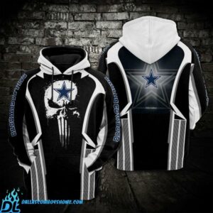 Dallas Cowboys zip up hoodie skull custom black background