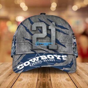 Men's Ezekiel Elliott Custom Number 21 Dallas Cowboys Rush Legend Player Cap