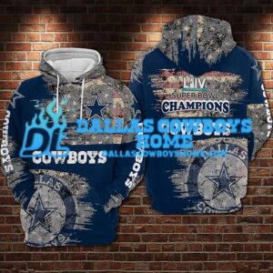 Flag American Camo Dallas Cowboys Print Full 3D Hoodie