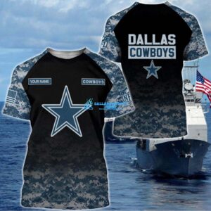 Men's Camo Custom Name Dallas Cowboys Blue Limited