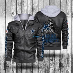 Men's Hood While Dallas Cowboys Custom Leather Jacket