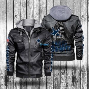 Men's Skull Dallas Cowboys Black Leather Jacket