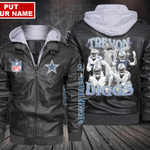 Black Trevon Diggs Dallas Cowboys Leather Jacket Print