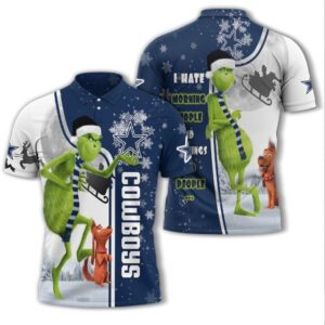 The Grinch Dallas Cowboys Shirts, Custom Dallas Cowboys Polo Shirts, NFL Dallas Cowboys Sleeve Polo