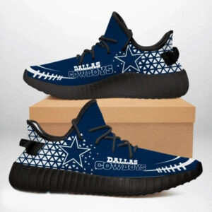 Black Caro Dallas Cowboys Shoes, Custom Dallas Cowboys Yeezys Print Full, NFL Dallas Cowboys Sneakers For Women