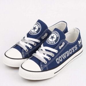 Dallas Cowboys Canvas Shoes Print Full, Custom Name Dallas Cowboys Low Top Shoes, NFL Dallas Cowboys Sneakers