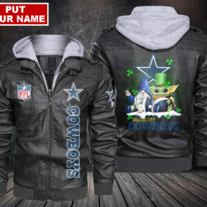 Custom Christmas Dallas Cowboys Green Leather Jacket For Men