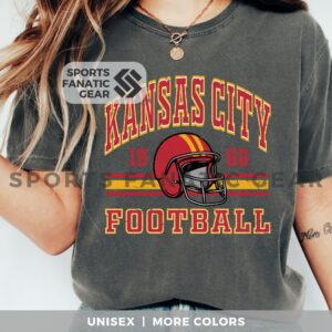 Kansas City Comfort Colors Shirt, Trendy Vintage Retro Style Unisex Football Shirt For Game Day Fan Gift
