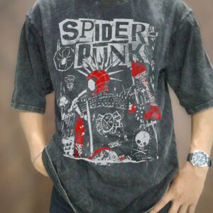 Retro Spider Punk Shirt, Spider-Man Across The Spider-Verse Shirt V10, Spider-Man 2023 Shirt, Oversized Wash Shirt, Spider Fan Gift, Ds002
