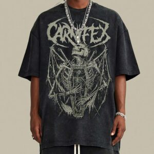 Aesthetic Grunge Carnifex Satanic Skull Death Metal Goth Oversized Shirt , Cotton Summer Graphic Tee For Men And Woman
